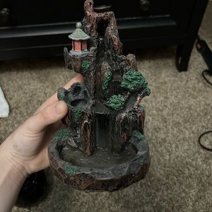 Waterfall incense burner, back flow incense